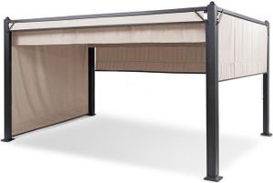 Blumfeldt Pavillon, altánok, 3 x 4 m, kovový altánok z nehrdzavejúcej ocele so sťahovacou strechou a bočnými stenami, vodotesný altánok, stabilný a odolný voči zime, odolná pergola voľne stojaca, záhradný altánok s UV ochranou