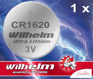 1 x CR1620 WILHELM Lithium Knopfzelle 3V 70mAh ø16x2,0mm Batterie DL1620, 6620