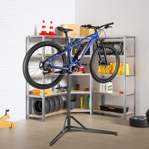 MONZANA® Fahrradmontageständer klappbar 104-159 cm höhenverstellbar 50kg Stahl E-Bike 360° schwenkbar drehbar 30-70mm Werkzeugschale Reparaturständer