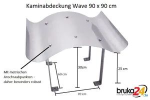 Massive Schornsteinabdeckung 90 x 90 cm Edelstahl  Kaminhaube Kaminabdeckung Kaminblech Kamin