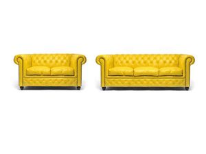 Chesterfield Sofa Original Leder  2 + 3  Sitzer Gelb |