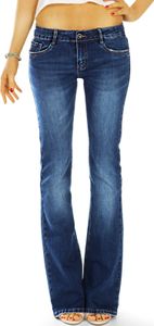 BE STYLED Bootcut Jeans Hose Medium Waist Damen Schlagjeans in Stretch Slim Fit Passform, dunkelblau, 40 / L