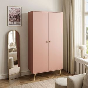 Zweitüriger Kleiderschrank HARMONY Natürlich Rosa, 5 Ablagen Zweitüriger Kleiderschrank HARMONY Natürlich Rosa, 5 Ablagen