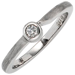 JOBO Damen Ring 950 Paltin teilmattiert 1 Diamant Brillant 0,08 ct. Größe 58