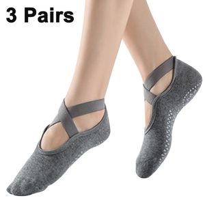 3 Paar Premium Yoga-Socken Damenrutschfest für Yoga, Pilates, Tanz und Ballet(dunkelgrau)