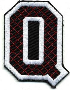 Aufnäher Patches - Buchstabe Q - Gr. ca. 6cm x 4cm - 21748 schwarz-weiß