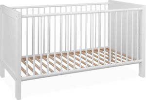 Homestyle4u 2119, Babybett 140 x 70 cm höhenverstellbar Gitterbett Kinderbett 70x140 Weiß Holz