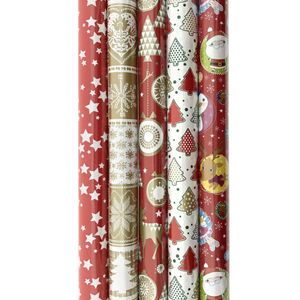 Weihnachts Geschenkpapier für Weihnachten K23021 – 8 Meter x 70 cm – 4 Rollen