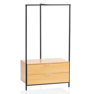 WOHNLING Garderobe Eiche 152 cm Kleiderschrank Schubläden Kleiderstange Flur