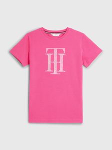 Tommy Hilfiger Damen Strass T-Shirt HOT MAGENTA FS 2023, Größe:XS