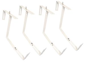 Blumenkastenhalter für Geländer aus Metall - 4er Pack - Farbe: weiß
