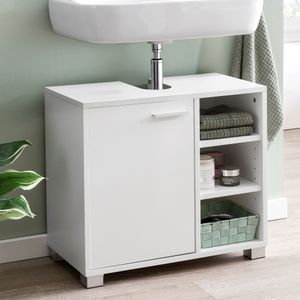 Szafka umywalkowa wl5.341 60x55x32cm biała szafka łazienkowa z drzwiami | Wohnling