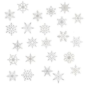 Oblique Unique 24 Schneeflocken Schnee Sticker Aufkleber Winter Deko Weihnachtsdeko selbstklebend - silber
