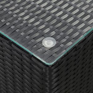 [ BEST SELLER ] Beistelltische 3er Set mit Glasplatte Schwarz Poly Rattan TOP-MARKT