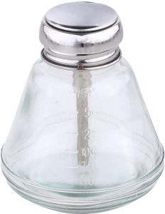 180ML Pumpflasche Leer Glas Dispenser Flasche Push Down Spender Reiseflasche Lotionspender Seifenspender für Cleaner Nagellackentferner Make up Entferner Flüssigkeit