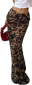 „Damen-Rock im Vintage-Leopardenmuster – Frühlings-Street-Style, schlankmachende hohe Taille, figurbetonter Maxirock“