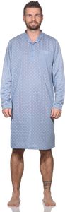Herren Nachthemd langarm Sleepshirt mit Kragen; Hellgrau/L Herren Nachthemd langarm Sleepshirt mit Kragen; Hellgrau/L