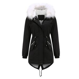 Damen Outwear Mantel Winter Warme Kapuzen Parka Fleece Gefütterte Trenchcoat Jacke,Farbe: Schwarz,Größe:M