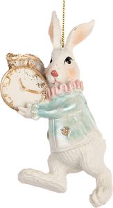 Clayre & Eef Oster-Anhänger Kaninchen 5x3x9 cm Weiß Kunststoff
