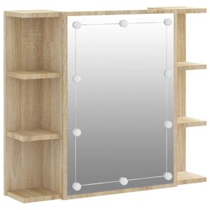 vidaXL Zrcadlová skříňka s LED Sonoma dub 70x16,5x60 cm