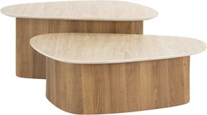 KAWOLA Couchtisch PRETO Set 2-tlg. Keramik weiß dreieckig