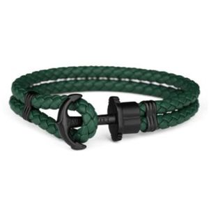 Armband - Edelstahl Lederfaser - Phreb L grün