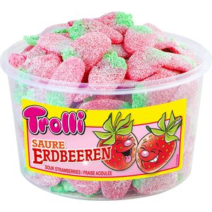 Trolli Sour Strawberries kwaśne słodzone gumy owocowe truskawkowe 1200g