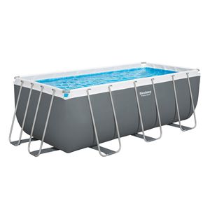 Bestway® Power Steel™ Frame Pool Set mit Sandfilteranlage 412 x 201 x 122 cm, grau, eckig