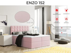 Bett, Boxspringbett MERA mit Bettkästen, Doppelbett, Stauraum, Schlafzimmer, Polsterbett, Bettgestell (140x200, Rosa- Enzo 152, mit Topper VISCO)