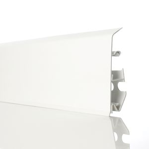 DQ-PP Sockelleiste 70mm PVC 200cm + 5 x Dübel | Kabelkanal | Fußleisten | Farbe: Weiss ; LP70B.2M