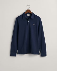 GANT Regular Shield Langarm-Pique-Poloshirt, Blau XL