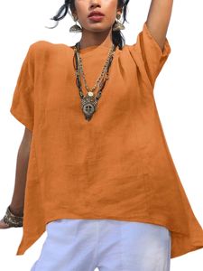 Damen T-Shirts Baumwolle Shirts Kurzarm Casual Sommer Tops Weiche Bluse Freizeithemd Farbe Orange,Größe M