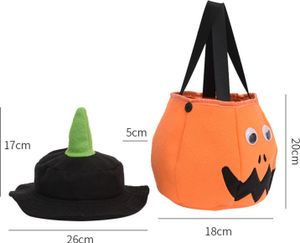 Halloween-Süßigkeitskorb mit LED-Licht, großes Fassungsvermögen, Griffdesign, Kürbisform, Süßigkeiten-Leckerli-Tasche, Party-Dekoration