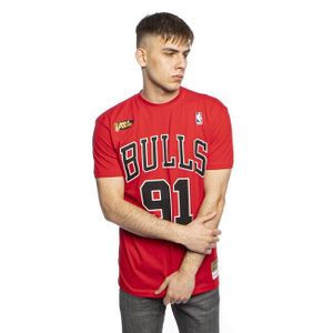 Pánské tričko T-shirt Mitchell & Ness Chicago Bulls # 91 Dennis Rodman Name & Number Tee red - L