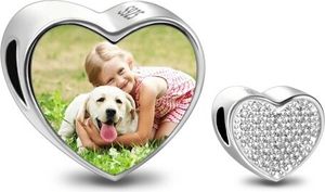 Sterling Silber Kristall Herz Foto Charm Anhänger Charm