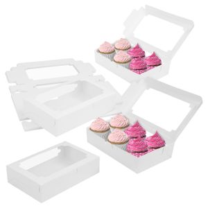 BELLE VOUS Weiße Papier Cupcake Box mit Sichtfenster (20er Pack) - 13,5 x 20,3 x 5 cm - Kraft Einweg-Transportbox - Cookies, Cupcakes, Desserts & Torten - Muffin Transportbox