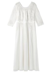 sheego Damen Große Größen Abendkleid mit weit ausgestelltem Rockteil Abendkleid Abendmode elegant Rundhals-Ausschnitt Spitze unifarben