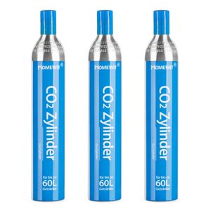 Homewit 3 x CO2-Zylinder,  Kohlensäure Zylinder Kohlendioxid Zylinder 425g Kohlensäure für ca. 60 L Wasser, Neu & Erstbefüllt in Deutschland geeignet für SodaStream(z.B. SodaStream Crystal, Easy, Power & Cool) Wassersprudler usw.