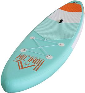 HOMCOM Aufblasbares Surfbrett, Surfboard mit Paddel, Stand Up Board, Rutschfest, Inkl. Ausrüstung, PVC, EVA, Grün, 305 x 76 x 15 cm
