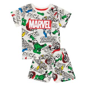 Marvel - Schlafanzug mit Shorts für Jungen NS7402 (110) (Weiß/Bunt)