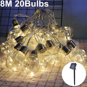 Melario 20Bulbs 8M LED Solar Lichterkette Kugeln Innen Außen Glühbirne Beleuchtung Garten Licht Warmweiß