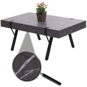 Couchtisch HWC-L54, Wohnzimmertisch Beistelltisch Sofatisch, Metall 43x110x60cm  Marmor-Optik grau