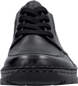 Rieker Herren Halbschuh Schnürschuh Stretcheinsatz Leder 05315, Größe:45 EU, Farbe:Schwarz