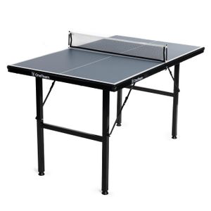 OneTeam Tischtennistisch 135x75x76 cm für den Innenbereich, mit Netz im Set, klappbare Platten, dunkelblau