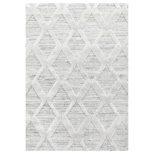 Teppium Teppich Wohnzimmer Hoch-Tief Effekt 3D Optik Skandinavische Boho Design Elegante Hochflor Teppich Flauschig, Creme-1, 80 cm Rund