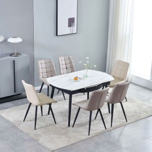 CasaDolce rozťahovací jedálenský stôl LABRO, 85/110/135x135x76 cm, kombinácia bielej a zlatej farby, keramika, obdĺžnikový alebo okrúhly