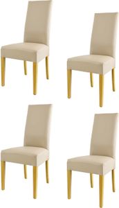 t m c s Tommychairs - 4er Set Moderne Stühle LUISA für Küche und Esszimmer, robuste Struktur aus lackiertem Buchenholz Farbe Eiche, Gepolstert und mit Kunstleder in der Farbe Leinen bezogen