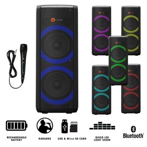 N-Gear LGP72 Let’s go Party Bluetooth Lautsprecher | Soundsystem mit Karaoke Mikrofon, Disco-LEDs, Powerbank-Funktion & 450 Watt Leistung