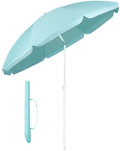 RESCH Sonnenschirm für Strand Grün, Ø 200 cm, Gartenschirm, UV-Schutz bis UPF 50+, knickbar, Sonnenschutz Balkon, tragbar