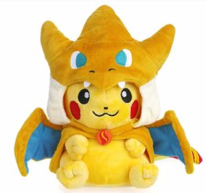 Pokemon Pikachu Plüschtier mit Mega Glurak Y Umhang | Pikazard Kuscheltier | 23cm
